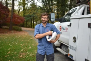 PepUp Propane Technician Joey Weddell arrives to provide propane system service to a PepUp customer in the Galena District.