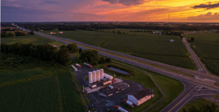 Aerial imagery of a PepUp wholesale fuels storage and delivery facility.