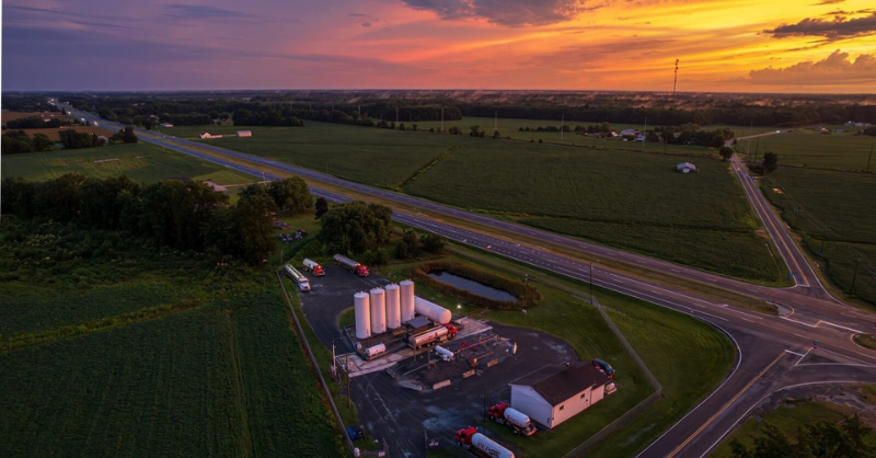 Aerial imagery of a PepUp wholesale fuels storage and delivery facility.