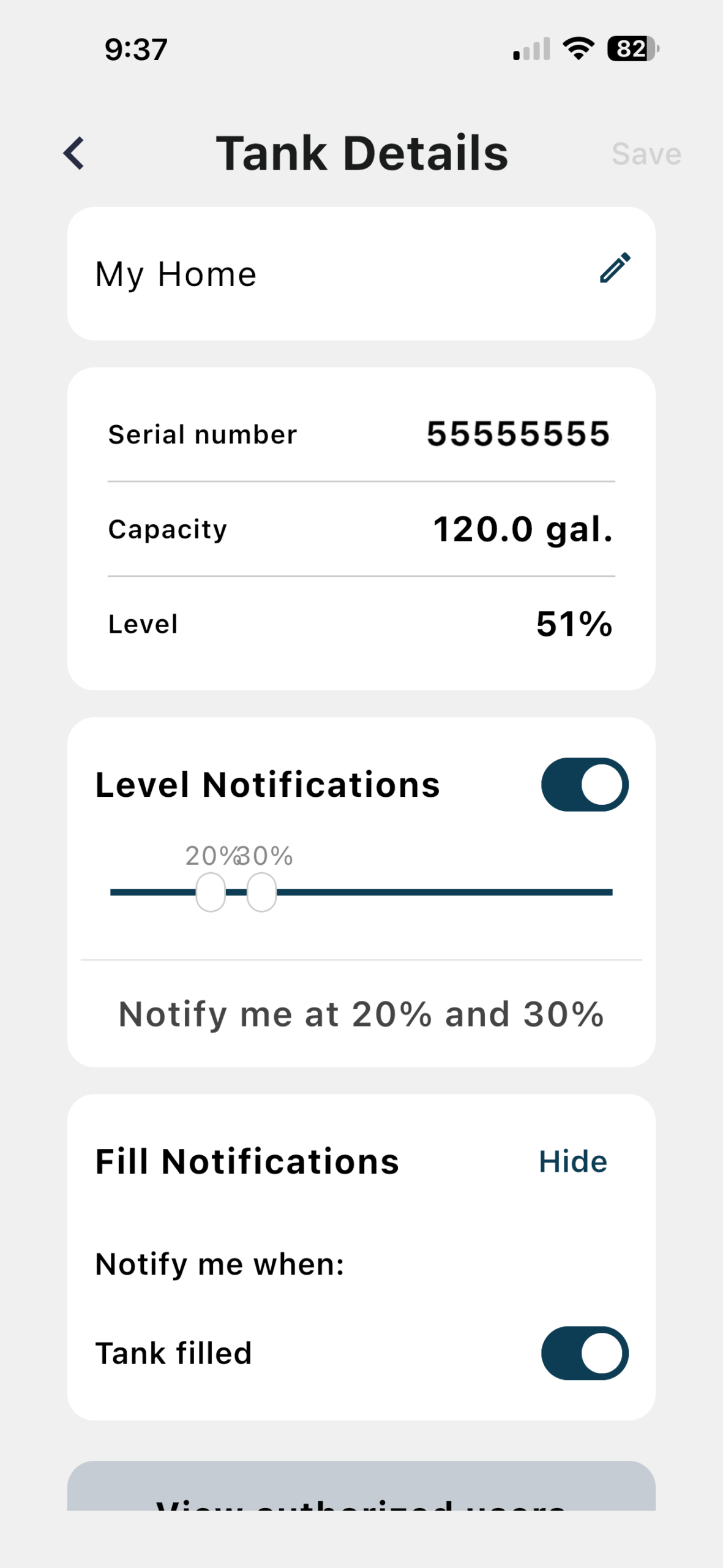 Customizable PepUp app settings PepUp app settings dashboard screenshot showing multiple custom alert levels and settings options.