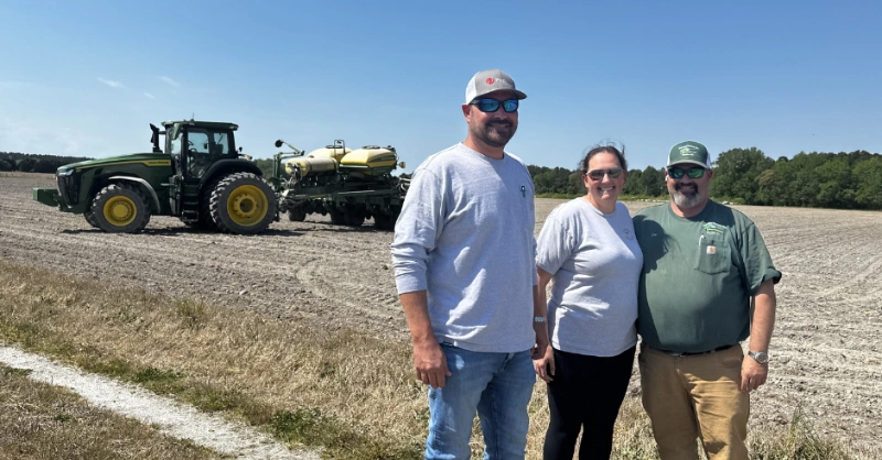Sturgis Family Farm and PepUp Rep May 2026 Sturgis Family Farm owners LoriAnn & Lee Sturgis on their farm in Painter, Virginia - pictured with Virginia District Manager and longtime family friend (and fellow farmer), Luke Carpenter.