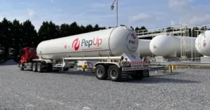 A large PepUp propane delivery tanker can deliver up to 8,500 gallons of propane for commercial customers.