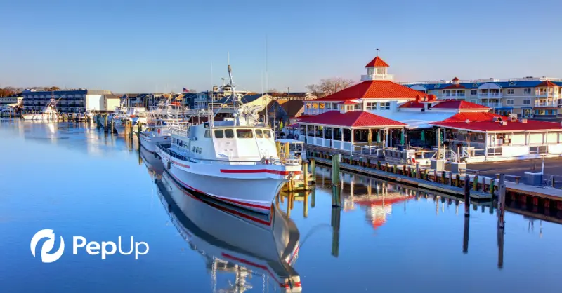 Image of boats docked in Lewes, DE, as local Delmarva homeowners prepare for winter home heating cost increases.